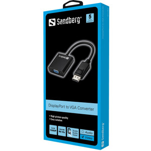 Adapter DisplayPort VGA (ST-BU) Sandberg Black Adapter DisplayPort VGA (ST-BU) Sandberg Black