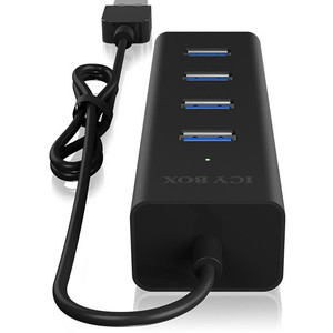 USB3,0 HUB 4Port ICY BOX passiv Aluminium Black