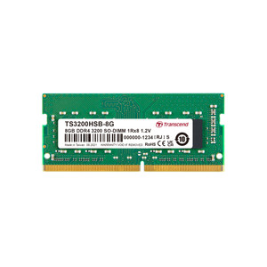 TS3200HSB-8G, 8GB DDR4 3200MHz SO-DIMM 1Rx8 1Gx8 CL22 1.2V TS3200HSB-8G, 8GB DDR4 3200MHz SO-DIMM 1Rx8 1Gx8 CL22 1.2V
