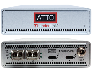 TLFC-3322-L00, Dual 40Gb Thunderbolt to Dual 32Gb Fibre Channel Adapter, LC Long Range Single Mode SFP+ included TLFC-3322-L00, Dual 40Gb Thunderbolt to Dual 32Gb Fibre Channel Adapter, LC Long Range Single Mode SFP+ included