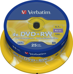 43489, DVD+RW SERL 4.7GB 4X MATT SILVER SURFACE (25 PACK) 43489, DVD+RW SERL 4.7GB 4X MATT SILVER SURFACE (25 PACK)