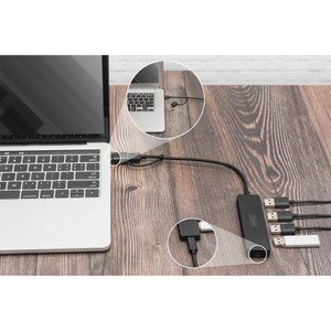 DIGITUS USB 3.0 Hub 4-Port Slim, USB-C Adapter 0,2m Kabel