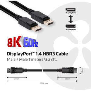 Club3D DisplayPort-Kabel 1.4 HBR3 32.4Gb/s 1m 8K60Hz St/St Polybeutel