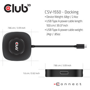 Club3D MST-Hub USB 3.2 Typ C  3x DisplayPort 1.4 St/Bu retail