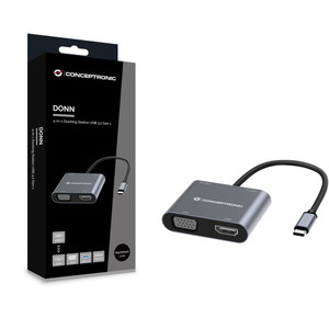 CONCEPTRONIC 4-1 Dock USB-C-HDMI.USB3.0.VGA.100WPD 15cm gr