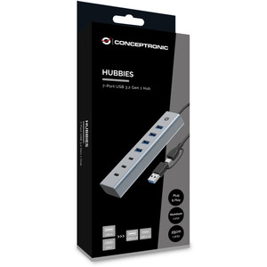 CONCEPTRONIC 7-Port Hub USB-A3.0/-C Adap.-4xA3.0+o.Netz. gr