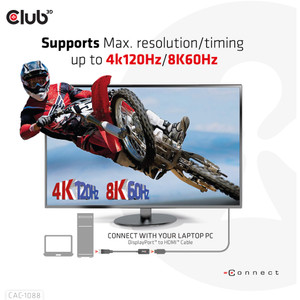 Club3D Adapter DisplayPort 1.4  HDMI HDR 8K60Hz aktiv retail