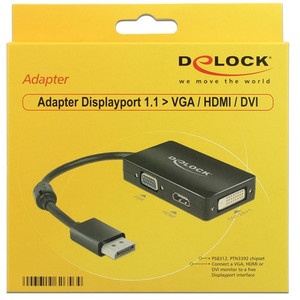 DELOCK Adapterkabel DisplayPort Stecker  1 x VGA + 1 x HDMI + 1 x DVI 24+1 schwarz DELOCK Adapterkabel DisplayPort Stecker  1 x VGA + 1 x HDMI + 1 x DVI 24+1 schwarz