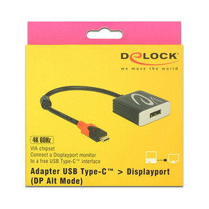 Adapter USB-C  DisplayPort (ST-BU) 4K 60Hz DeLOCK Black