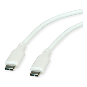 ROLINE USB 2.0 Kabel, Typ C-C, ST/ST, Silikon, 60W, wei, 1 m