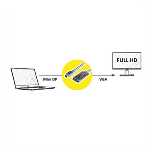ROLINE Kabel Mini DisplayPort-VGA Mini DP ST - VGA ST schwarz 1m