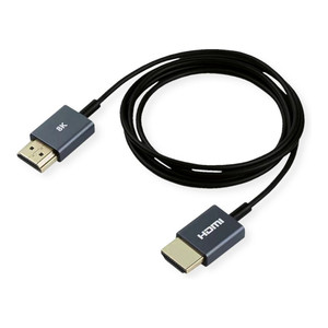 ROLINE 8K HDMI Ultra HD Kabel mit Ethernet, ST/ST, ultra-slim, koaxial, schwarz, 1,5 m