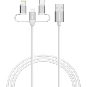 32394, Essentials Sync Charge Cable 3-in-1 USB-A to Micro-B/USB-C/Lightning 18W 100cm - White