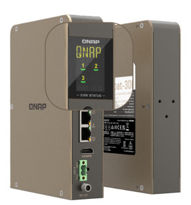 QBoat-300, 3-bay DIN-RAIL fanless Industrial NAS, ARM 4C 1.8GHz, 3 x M.2 22110 ( 2x Gen3 x1 1x Gen2 x1) slots 4GB RAM on-board 2