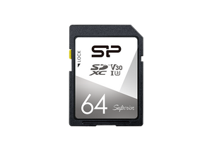 SP064GBSDXCV3V10, 64GB SDXC Superior V30 UHS-1 R/W up to 100/80 MB/s, UHS-1 (U1), 4K Ready