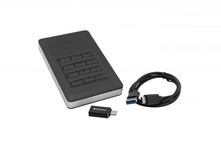 53401, VERBATIM STORE N GO SECURE HDD WITH KEYPAD, USB 3.1 GEN 1 1TB BLACK, 256-bit AES ENCRYPTION