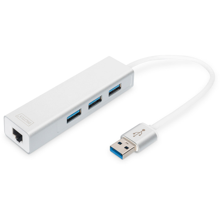 HUB DIGITUS USB 3,0 Hub 3-Port + Gigabit LAN-Adapter