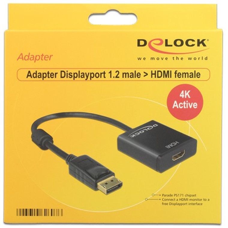 Adapter DisplayPort  HDMI (ST-BU) aktiv DeLOCK Black