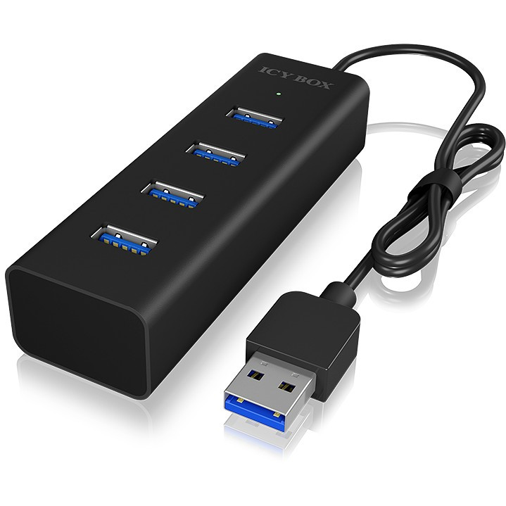 USB3,0 HUB 4Port ICY BOX passiv Aluminium Black