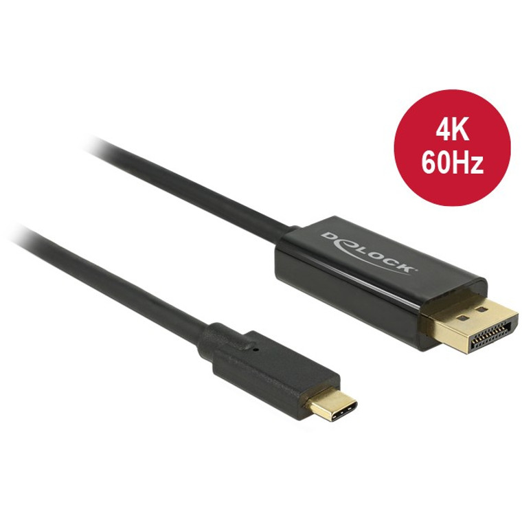 USB-C  DisplayPort (ST-ST) 2m 4K 60Hz DeLOCK Black