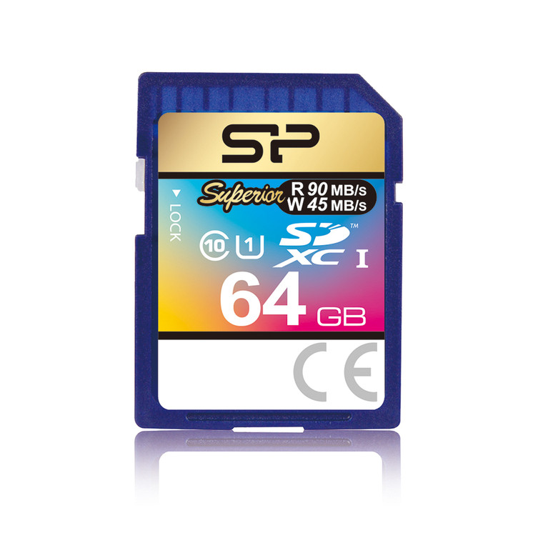 SP064GBSDXCU1V10, 64GB SDXC Superior UHS-1 (U1) R/W up to 90/45 MB/s