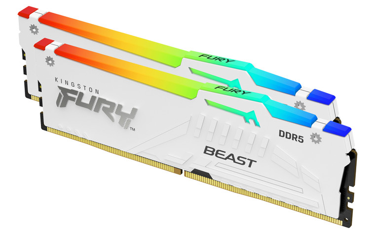 KF564C32BWAK2-32, 32GB 6400MT/s DDR5 CL32 DIMM (Kit of 2) FURY Beast White RGB XMP