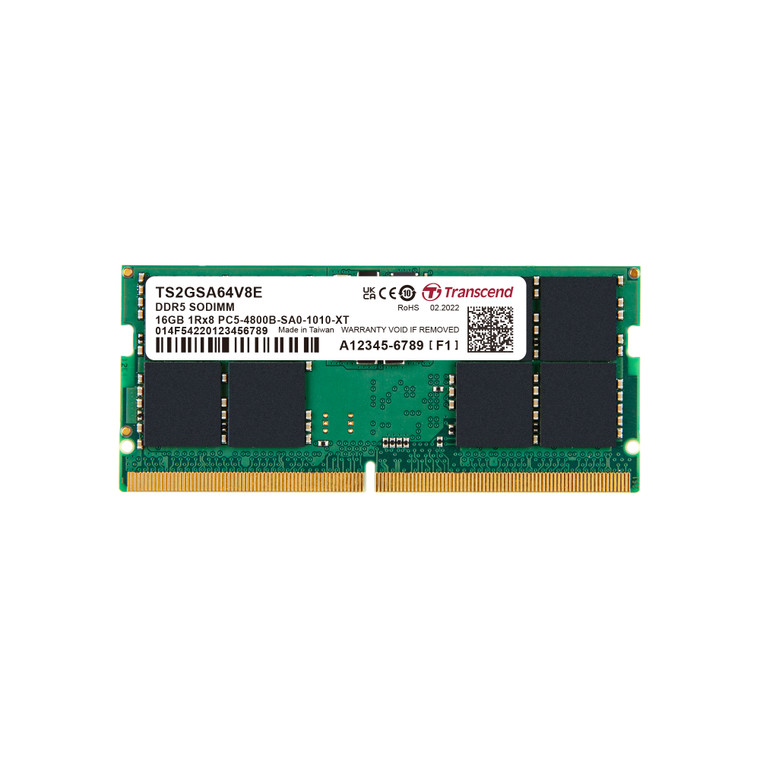 TS2GSA64V8E, 16GB DDR5 4800MHz SO-DIMM 1Rx8 2Gx8 CL40 1.1V