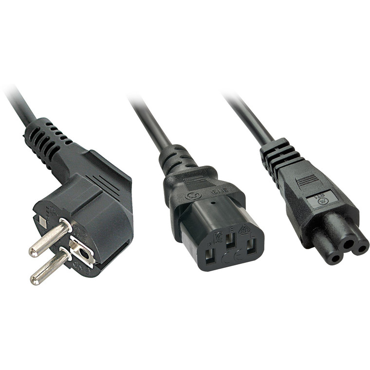 LINDY IEC-Y-Netzkabel an IEC C13 & C5 Schukostecker/C13 2m