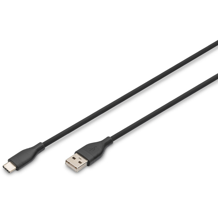 Digitus USB-A  USB-C 2.0 (ST-ST) 1m Ladekabel Silikon 60W Schwarz