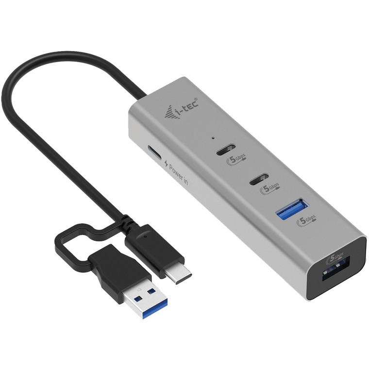 D I-TEC Universal Charging Metal HUB 2x USB-C 3.2 Gen.1 + 2x USB-A 3.2 Gen.1 1x USB-C PD 85W