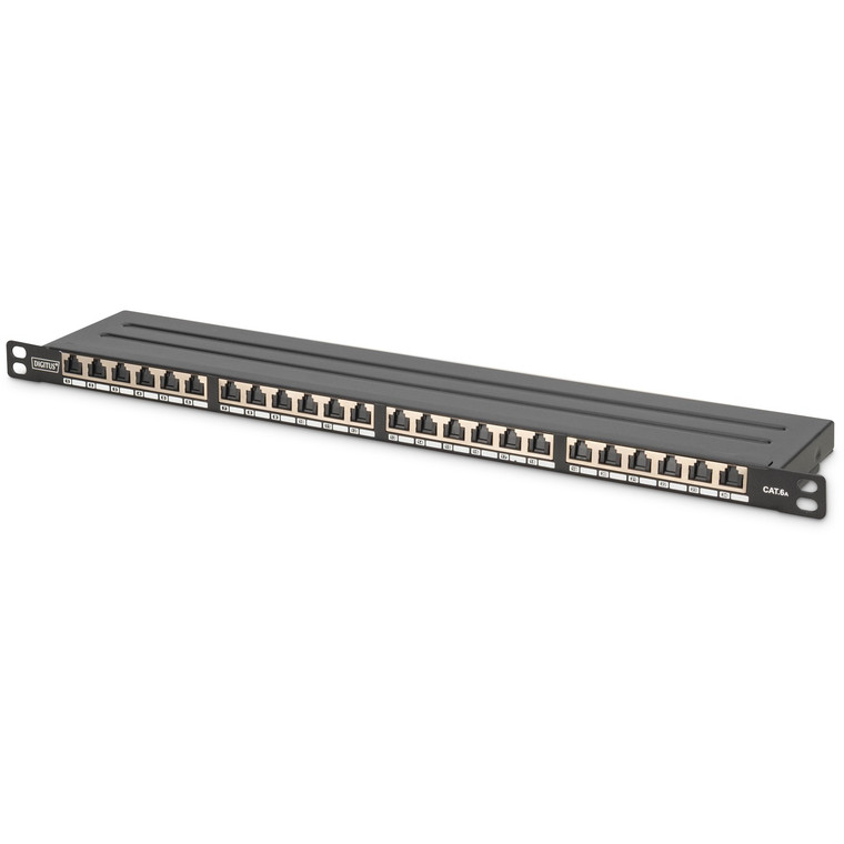 DIGITUS Patchpanel 0,5HE 24-Port Cat6a geschirmt schwarz