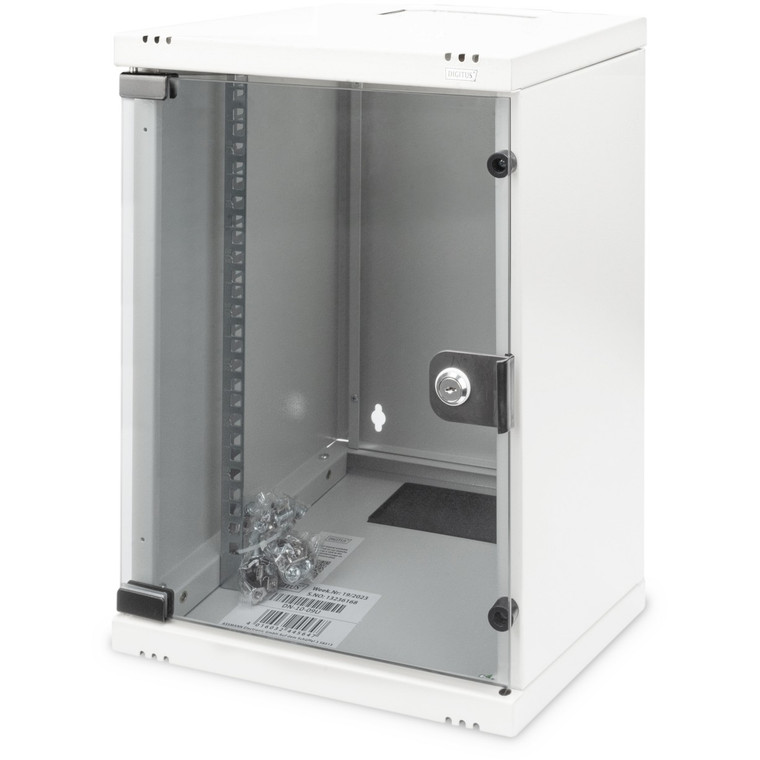 DIGITUS Wandschrank Compact 9HE 254mm 10" Glastür grau