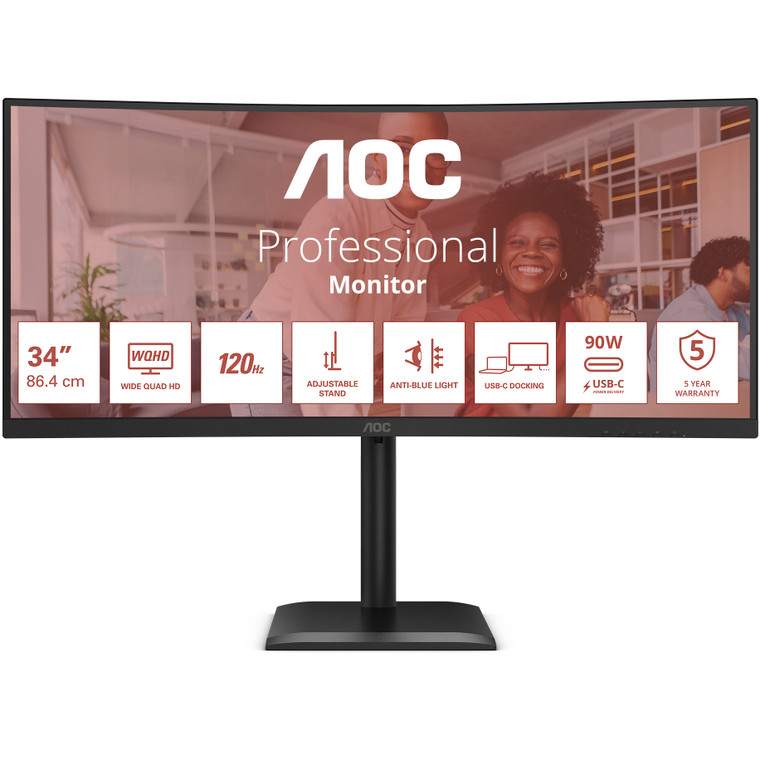 AOC 86,0cm (34") CU34E4CV 21:09 2xHDMI+DP+USB-C Curved blk