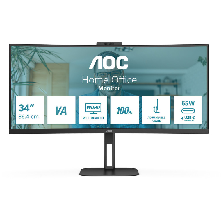 AOC 86.0cm (34") CU34V5CW/BK 21:09 HDMI+DP+USB-C Cur.WebC retail