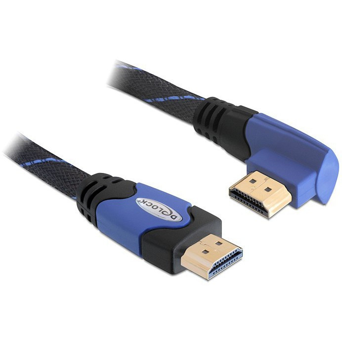 DELOCK Kabel HDMI A-A St/St gewinkelt links blau 2m
