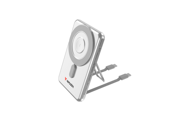 32276, Charge n Go 2C Power Bank Magnetic Wireless 5000mAh with 2 USB-C Cables Stand Silver 32276, Charge n Go 2C Power Bank Magnetic Wireless 5000mAh with 2 USB-C Cables Stand Silver