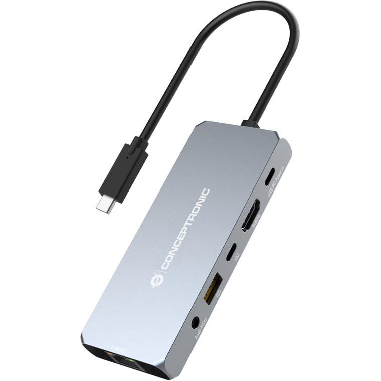 CONCEPTRONIC 6-1 Dock USB-C-HDMI/USB-A/GbE/AUX/+ 18cm gr