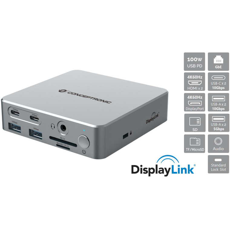 CONCEPTRONIC 15-1 Dock USB-C-2xHDMI/2xUSB-C/4xUSB-A/+80W si