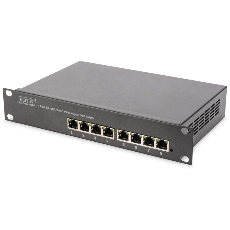 DIGITUS Switch 8-Port Gigabit 80W PoE Unmanaged schwarz