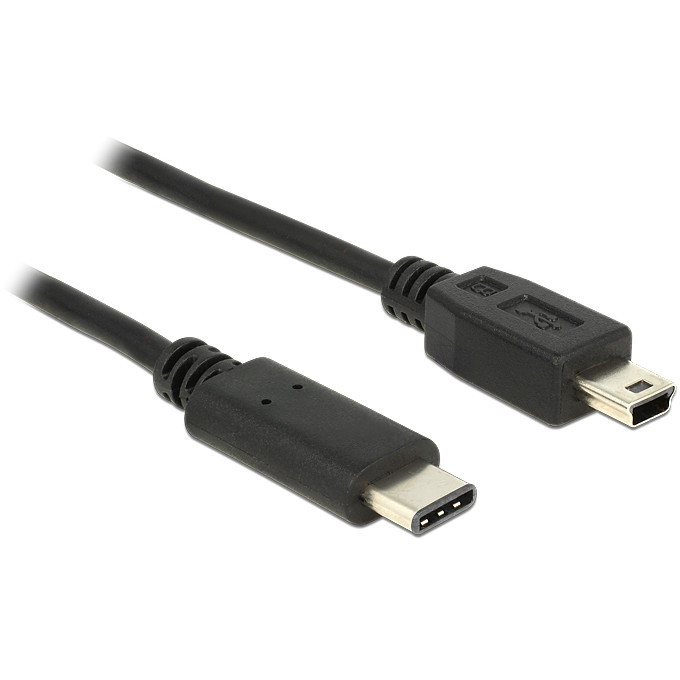 USB2.0 USB Type-C 2.0 Stecker  USB 2.0 Typ Mini-B Stecker 0,5 m schwarz Delock