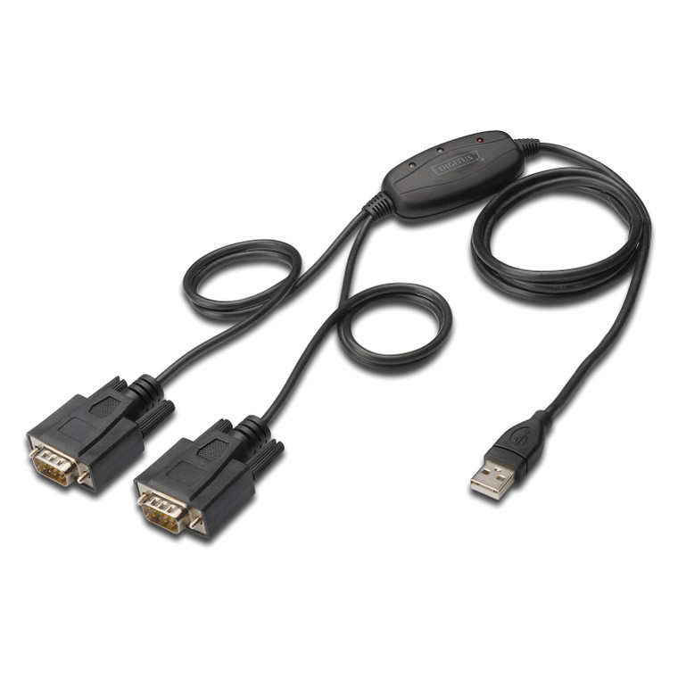 DIGITUS USB 2.0 Anschlusskabel 2.0 -2x RS232-Kabel 1.5m, sw