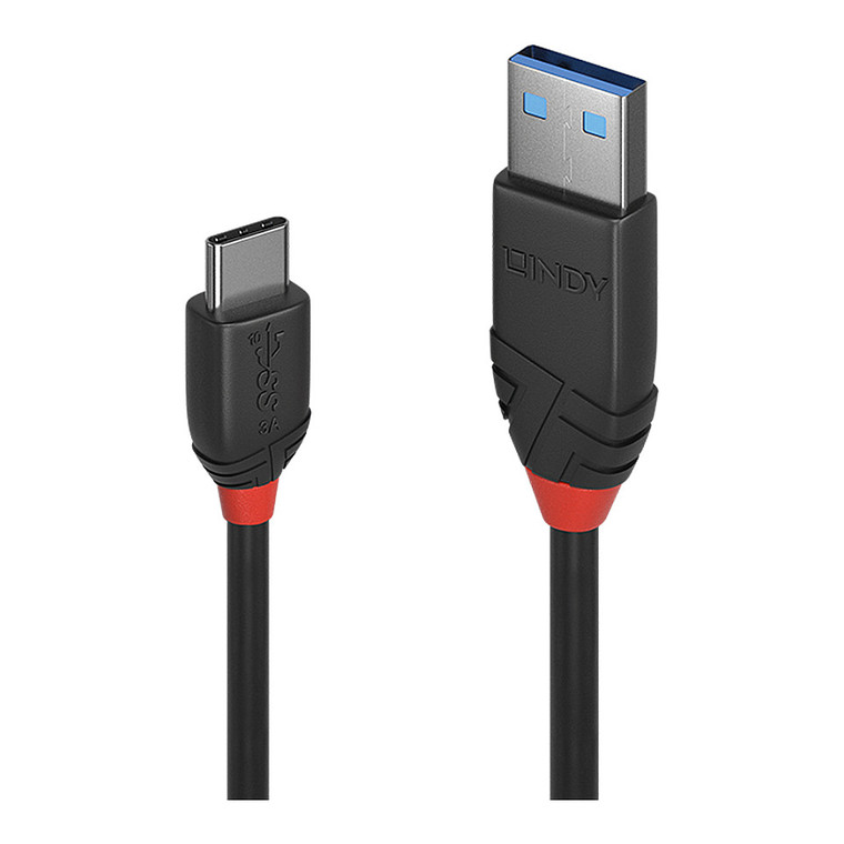 LINDY USB 3.1 Kabel Typ A/C 3A Black Line M/M 1m