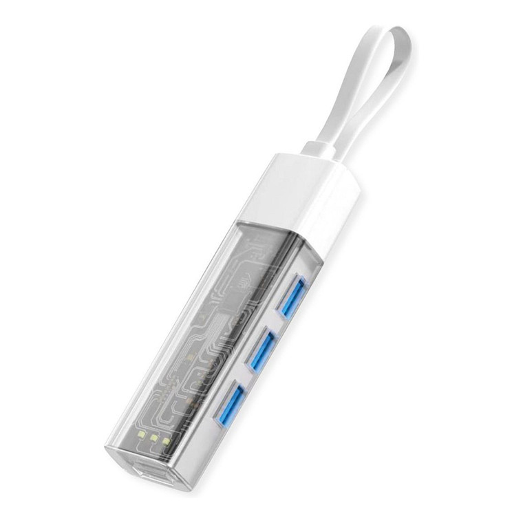 ROLINE Mobiler USB 3.2 Gen 1 Hub, 4fach, Typ A+C Anschlusskabel