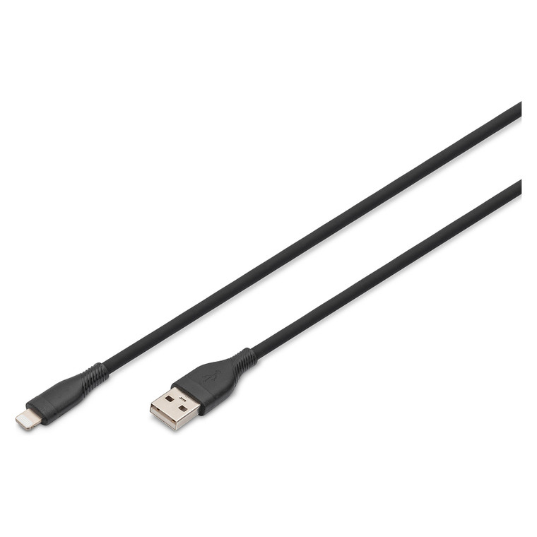 DIGITUS USB 2.0 Kabel Typ A-Lightning Silikon 0,5m MFI schwa
