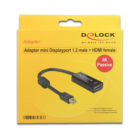 DELOCK Adapterkabel mini DisplayPort 1.2 Stecker  HDMI Buchse schwarz 4K Passiv