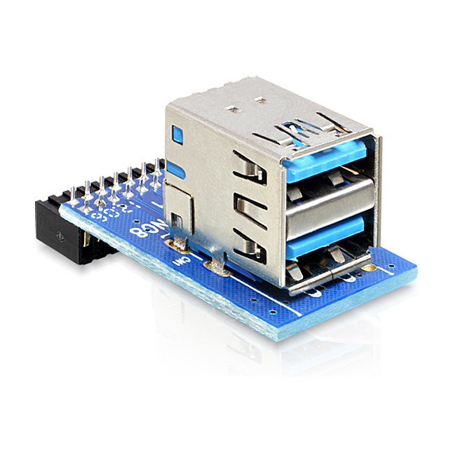 DELOCK Adapter USB 3.0 Pinheader Bu  2x USB3.0-A Bu Vertikal