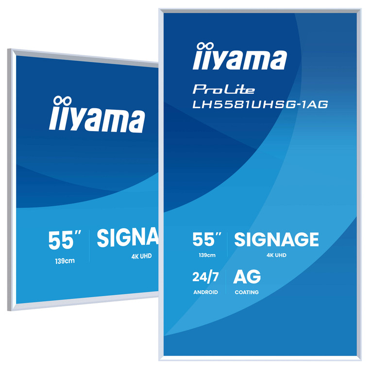 139,0 cm/54,6" (3840×2160) iiyama ProLite LH5581UHSG-1AG 16:9 VA 6,5 ms 60 Hz 500 cd/m² 24/7 HDMI×2 USB-C RJ45 RS-232c Speake