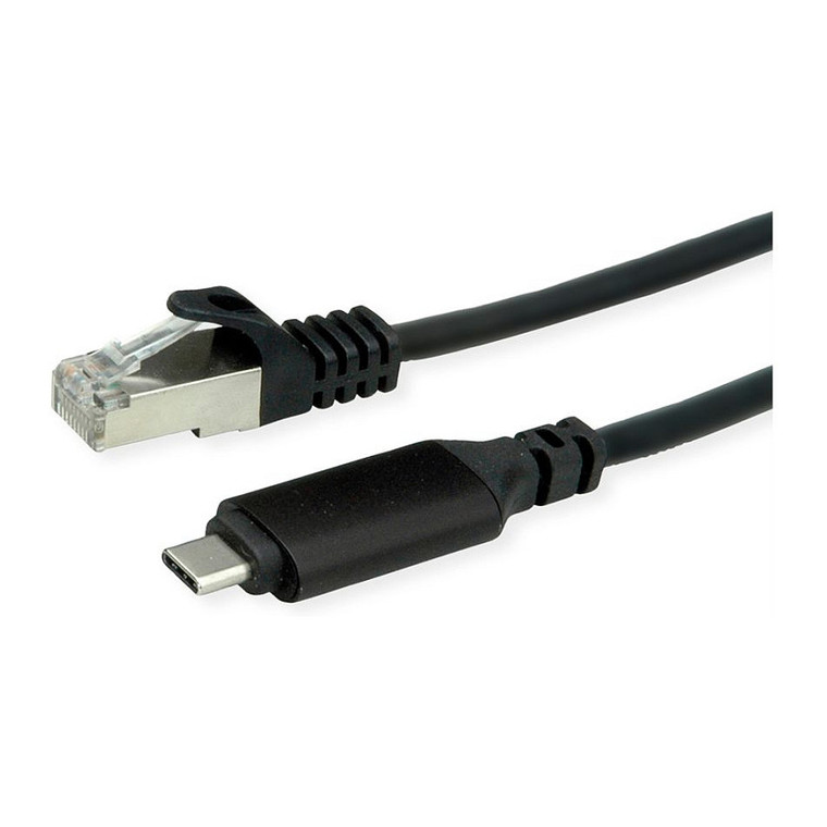 ROLINE USB 3.2 Gen 2 Typ C zu Gigabit Ethernet Konverterkabel schwarz 5m