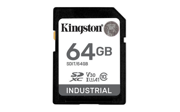 SDIT/64GB, 64GB SDXC Industrial -40C to 85C C10 UHS-I U3 V30 A1 pSLC