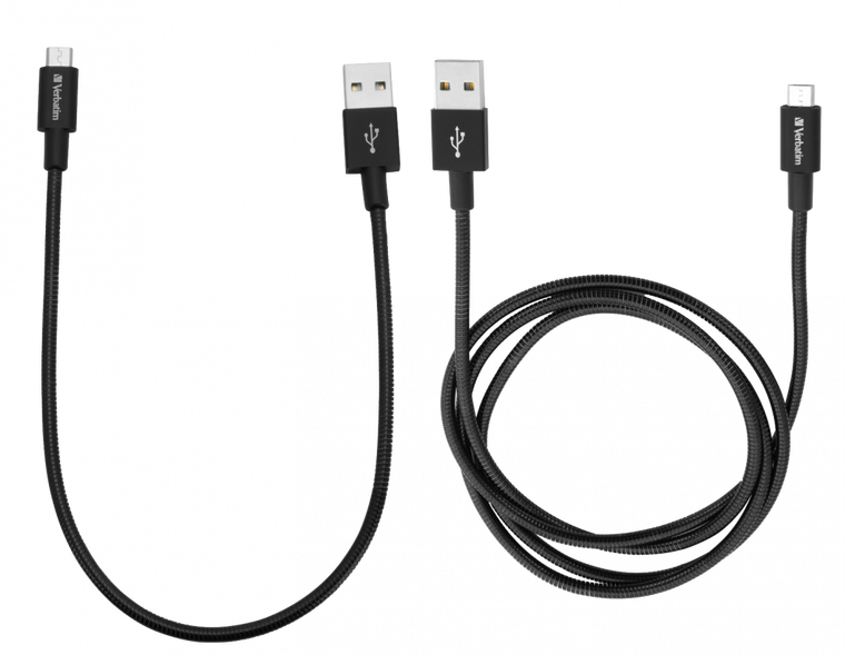 48875, MICRO B USB CABLE SYNC CHARGE 100CM BLACK + MICRO B USB CABLE SYNC CHARGE 30CM BLACK